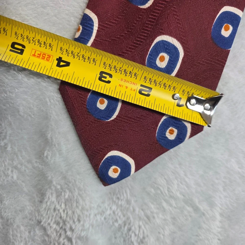 Polo Ralph Lauren‎ Mens Burgundy Blue Bullseye Geometric Silk Necktie NWT